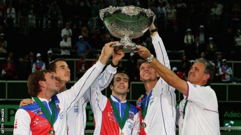 Czech Republic celebrate winning the Davis Cup