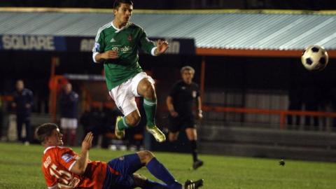 Adrian Cieslewicz scores Wrexham's fifth goal