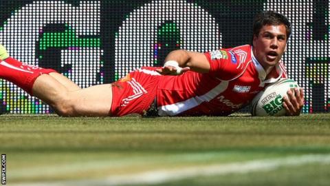 Leeds Rhinos centre Joel Moon in action for Salford