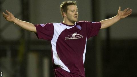 Steven Doris celebrates his late winner for Arbroath
