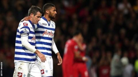 QPR's Ryan Nelsen and Armand Traore after the defeat by Southampton