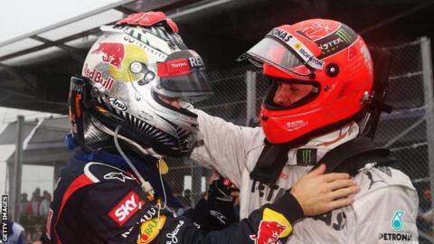 Sebastian Vettel and Michael Schumacher