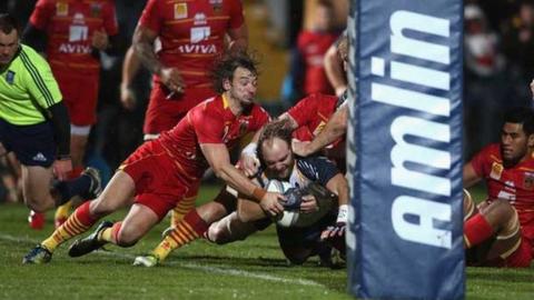 Andy Goode's try for Worcester against Perpignan
