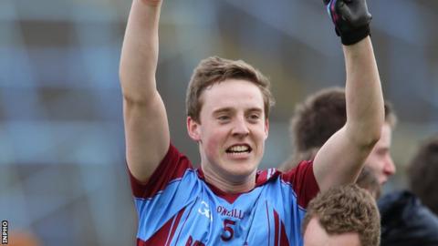 Lee Cullen celebrates a St Michael's Enniskillen win earlier this year