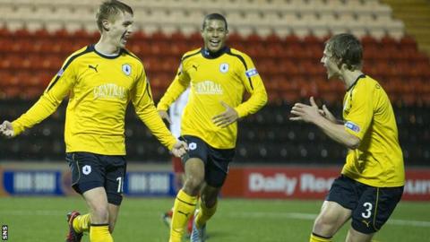 Jay Fulton (left) celebrates his opening goal for Falkirk