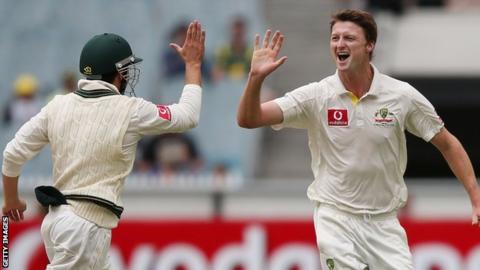 Jackson Bird celebrates with Ed Cowan after removing Mahela Jayawardene