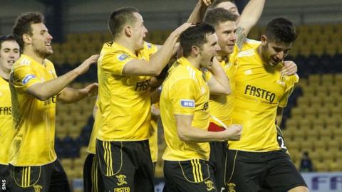 Livingston celebrate Craig Barr's second-half goal
