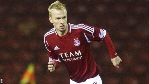 Aberdeen midfielder Jordon Brown, who has been sent to Forfar Athletic on loan