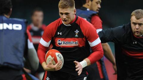 Andrew Coombs in training with Wales