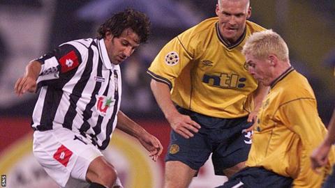 Celtic management pair Neil Lennon and Johan Mjallby challenge Alessandro Del Piero