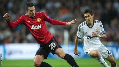 Manchester United striker Robin van Persie in action against Real Madrid