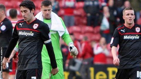 The Bluebirds are beaten 2-1 at Middlesbrough and show their dejection after the final whistle
