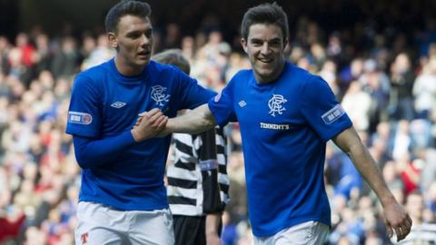 Rangers players Kal Naismith and Andy Little
