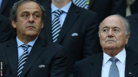 Michel Platini and Sepp Blatter
