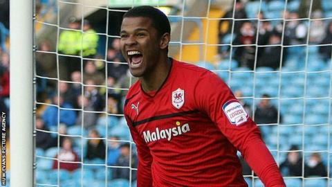 Fraizer Campbell celebrates a goal for Cardiff City