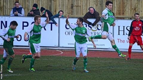 Ross Allen celebrates netting the only goal against South Park