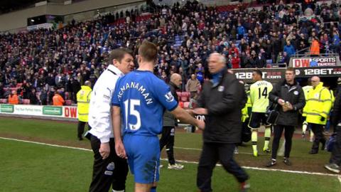 Newcastle assistant manager John Carver and Callum McManaman