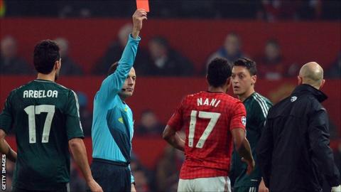 Nani is sent off