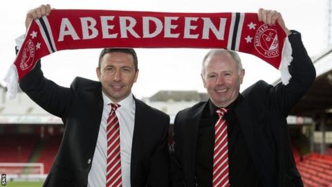 Derek McInnes and chairman Stewart Milne