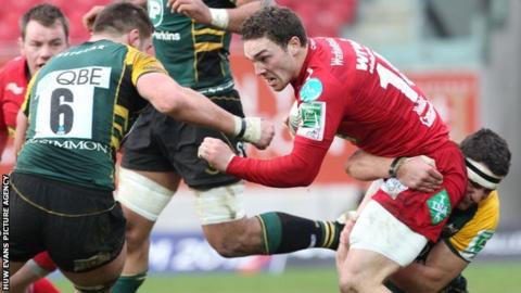 George North takes on Northampton in January, 2012