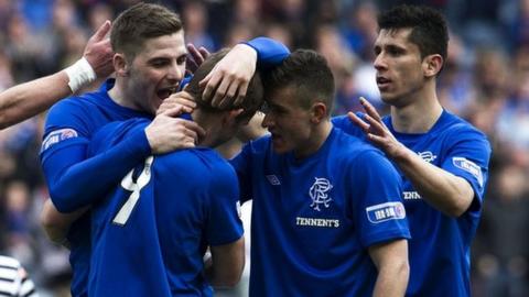 Rangers players celebrating