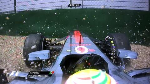 Sergio Perez crashes in his McLaren