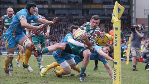 Adam Thompstone in action for Leicester
