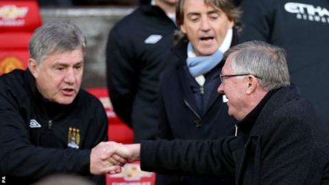 Brian Kidd, Roberto Mancini and Sir Alex Ferguson