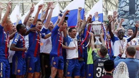CSKA Moscow celebrate winning the Russian Cup