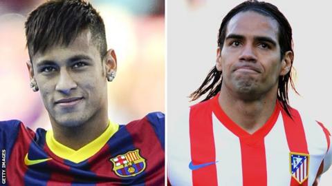 Neymar and Radamel Falcao