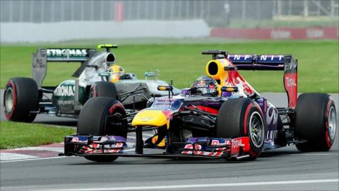 Sebastian Vettel leads Lewis Hamilton
