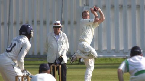 Scott Campbell bowling for Ireland A