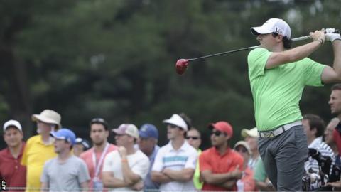 Rory McIlroy tees off at the sixth hole in Sunday's final round