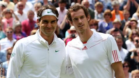 Roger Federer and Andy Murray prior to the 2012 Wimbledon men's singles final