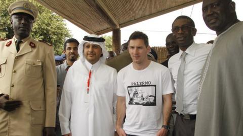 Lionel Messi (centre) in Senegal