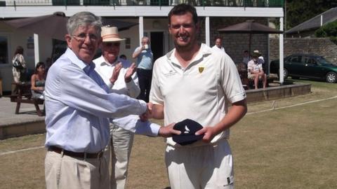 Neil Ivamy receives his Cornwall cap.