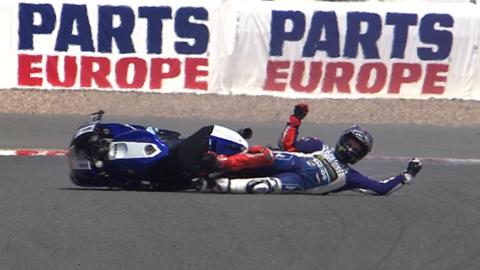 World champion Jorge Lorenzo falls