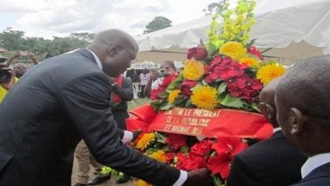 Cameroon Sports Minister Adoum Garoua at Mfede's burial