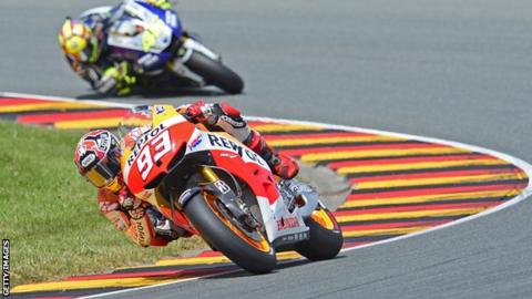 Marc Marquez (front) and Valentino Rossi