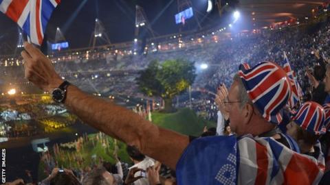 Spectators at the opening ceremony for the 2012 London Olympics