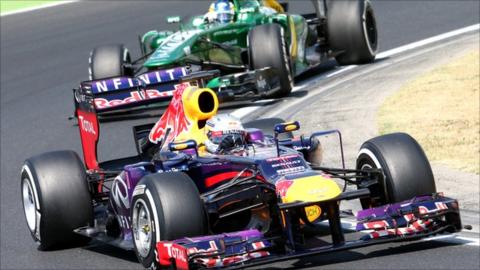 Sebastian Vettel leads Charles Pic at the Hungaroring