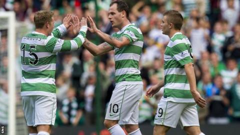 Anthony Stokes is congratulated by Kris Commons
