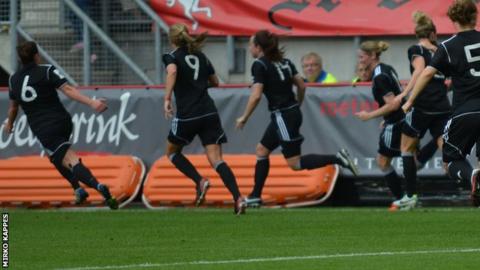 Glasgow celebrate Rachel Corsie's opening goal