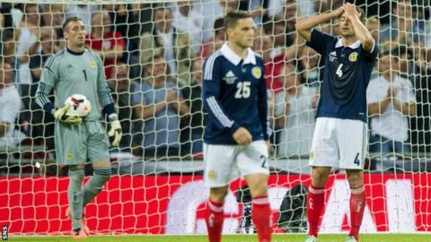 Scotland players Allan McGregor, Craig Conway and Russell Martin