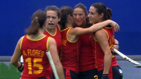 The Spanish team celebrate victory