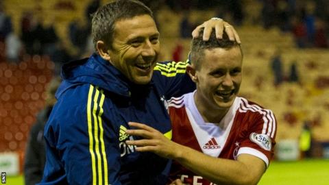 Aberdeen manager Derek McInnes and Craig Murray
