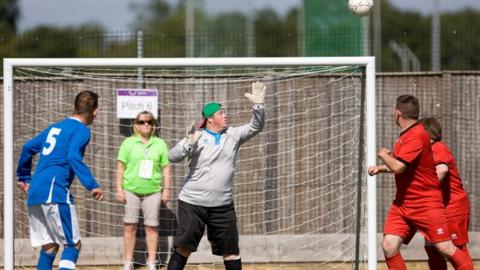 Action from the football tournament at the Special Olympics GB National Games