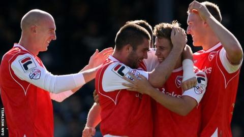Morecambe's players celebrate
