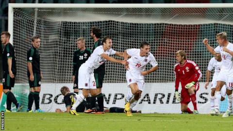 Mathias Janisch celebrates after scoring the winner