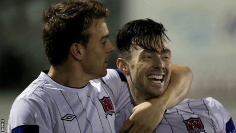 Richard Towell scored all three goals for Dundalk against Derry City